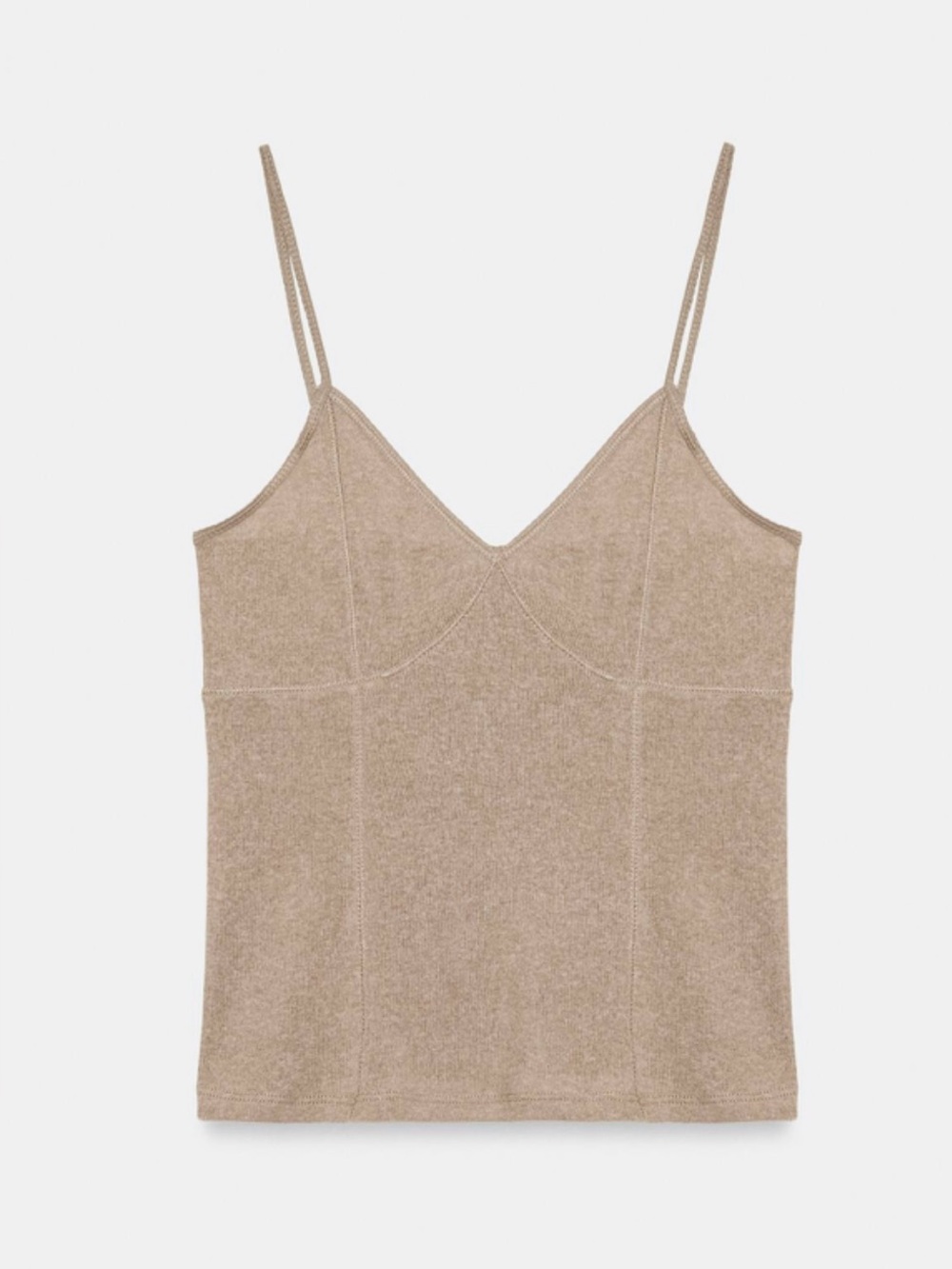 NEW ZARA BEIGE COTTON BLEND TANK TOP - Picture 7 of 7